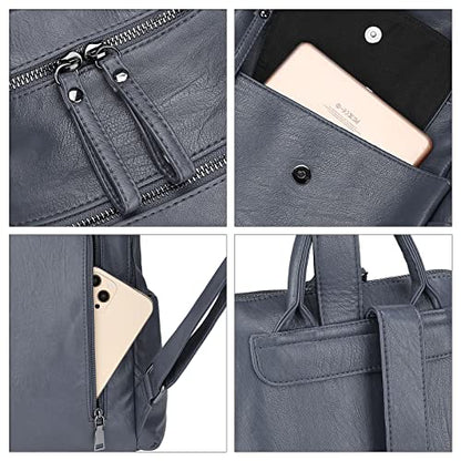 Uromee Backpack Purse for Women Vegan Leather Ladies Fashion Travel Shoulder Bag Convertible - color: 240 Grey