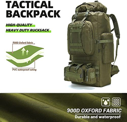 100L Camping Hiking Backpack,Molle military Tactical rucksack backpack,Waterproof Lightweight Hiking Backpack - color: Armygreen