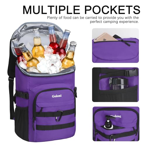 Cooler Backpack Insulated Leak Proof,Small Soft Coolers Bag for Men and Women Camping,Travel,Beach,Hiking,Picnic - color: Purple