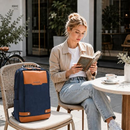 SAKOS Matura 15.6 inch Laptop Backpack with USB Charging Port, Professional Luggage Backpack Carry on Flight - TSA Approved, Water Resistant Backpack for Men & Women with Laptop Compartment - Blue - color: 1. Matura - Blue/Brown