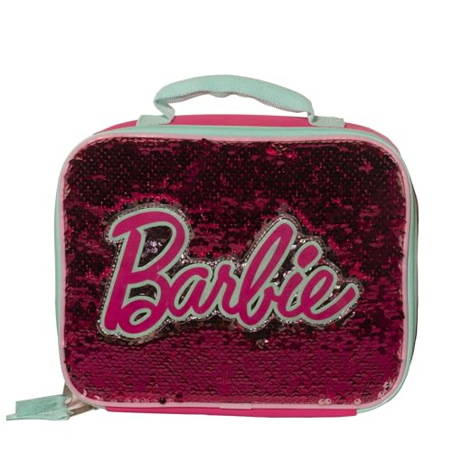 AI ACCESSORY INNOVATIONS Barbie 4 Piece Backpack Set, Sparkle & Shine with this Magic Flip Sequin School Bag for Girls with Zip Front Pocket, Pink - color: Barbie Pink
