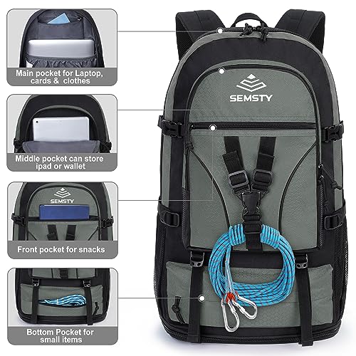 40L/50L Expandable Hiking Backpack for Men and Women, Travel Camping Backpack Flight Approved - color: 40l+10l Grey