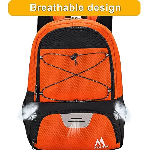 Hsmihair Soccer Bag-Soccer Backpack&Backpack for & Football Volleyball & Basketball,with Ball Compartment and Separate Cleat - color: Orange