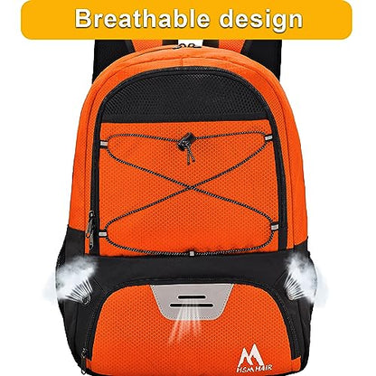 Hsmihair Soccer Bag-Soccer Backpack&Backpack for & Football Volleyball & Basketball,with Ball Compartment and Separate Cleat - color: Orange