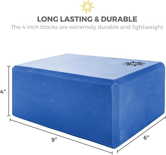 4" Yoga Block, 10 Pack Bulk EVA Foam Yoga Blocks, Firm and Supportive Yoga Brick, Balance Foam for Stretching, Pilates, and Workout, 4" x 6" x 9" - color: Blue