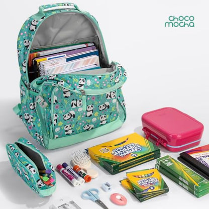 Choco Mocha Kids Backpack for Girls Cheetah Backpack Kids Elementary School Backpack for Girls Ages 6-8 Kid Bookbag 17 Inch with Chest Strap, Green - color: Leopard Print-green
