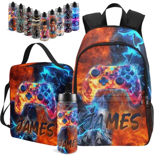 Personalized Backpack For Boys, Custom Backpacks For Boy, Game Backpack With Name, Customized Bookbag Set For Kids Back to School Gift For Son Grandson - color: D13