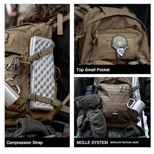 Mardingtop Military Tactical Backpack 25L Molle Hiking Backpack for Backpacking,Cycling and Biking - color: Khaki