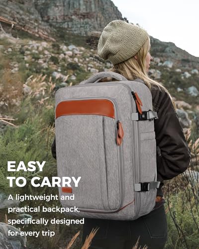 Vancropak Carry on Backpack, Flight Approved 18x14x8 Travel Backpack with 3 Packing Cubes, Expandable Large 40L Travel Bag fits 17.3" Laptop, Anti Theft Luggage Suitcase Weekend for Women Men, Grey - color: Grey