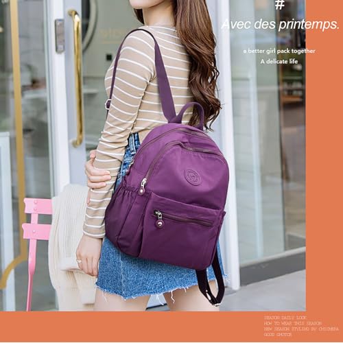 Simple Casual Solid Color Lightweight College Work Backpack Anti Theft Travel Backpack Daypack for Women (Purple) - color: Purple