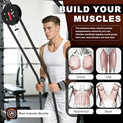 Endless Rope Trainer, Portable Pulley System with Adjustable Resistance, Home Gym Suspension Infinity Rope with 14 FT Closed-Loop, for Grip, Arms, Back, Body Coordination Exercises
