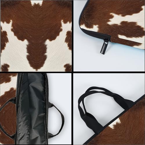 15-Inch Laptop Sleeve – Stylish, Lightweight, Shockproof, Water-Resistant Case for Lenovo, HP, Dell, Asus Notebooks - Brown and White Cowhide - color: Brown and White Cowhide