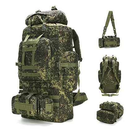 King'sGuard 100L Camping Hiking Backpack Molle Rucksack Military Camping Backpacking Daypack - color: Russian Camo