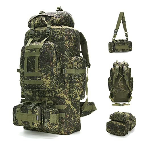 King'sGuard 100L Camping Hiking Backpack Molle Rucksack Military Camping Backpacking Daypack - color: Russian Camo