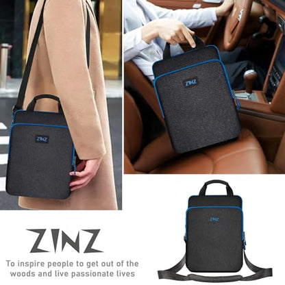 ZINZ Laptop Shoulder Bag 12.3-13 inch Case Sleeve, Expandable Handbag with Valuables Compartment Compatible with MacBook Air/Pro/Neo 13", iPad 12.9"/13"/11", Shockproof,Black-Blue edge - color: Black-blue Edge