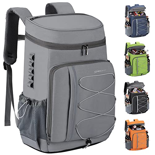 Maelstrom Cooler Backpack - 35/50 Can Insulated Soft Cooler Lunch Bag for Camping, Beach, Hiking & Shopping - color: Grey, size: 35 Can