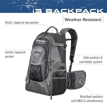 FROGG TOGGS i3 Fishing Backpack, Tackle Storage, Includes 3-3600 Bait Trays - color: Black