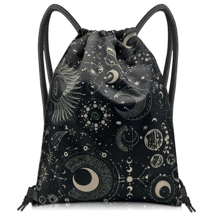 Drawstring Backpack Draw String Bag Sports Gym Bags Waterproof Cute Aesthetic Sackpack for Unisex Women Sports Beach Travel(13"×17")-Moon - color: Z18-moon