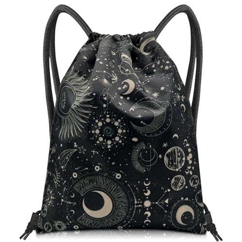 Drawstring Backpack Draw String Bag Sports Gym Bags Waterproof Cute Aesthetic Sackpack for Unisex Women Sports Beach Travel(13"×17")-Moon - color: Z18-moon