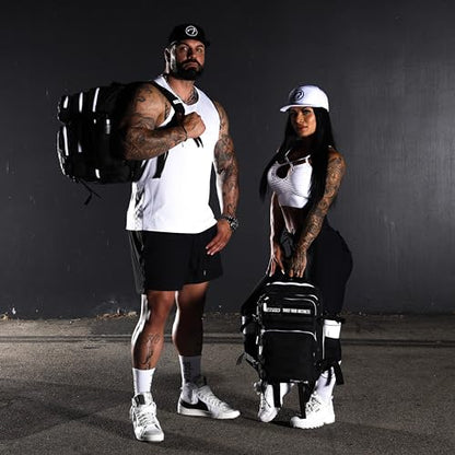 WOLFpak 35L Tactical Gym Backpack (Alpha Black White Accents) Durable 1000D Waterproof Oxford Material with MOLLE Webbing, Laptop Pocket & Dual Cup Holders, Durable Fitness/Travel/Military Daypack - color: Alpha Black White Accents