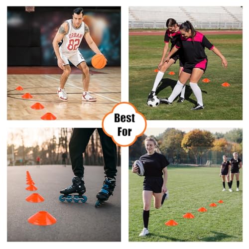 75/50/25 Pack, Pro-Grade Soccer Training Cones Set, Durable Agility Soccer Cones with Carry Bag & Strap Holder Ideal for Sports Training, Football, Soccer, Basketball- Trusted by Coaches & Athletes - color: Orange