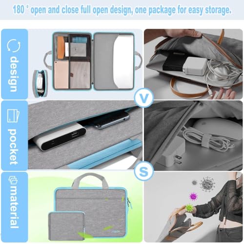 Hseok Laptop Case for MacBook Pro 14inch TSA Sleeve Handbag,Light Gray Blue - color: Light Gray-blue