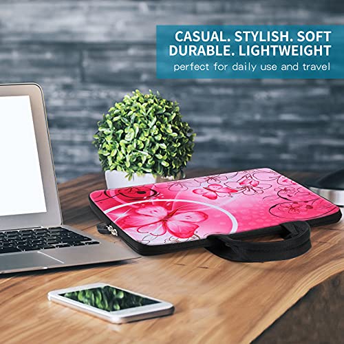 icolor 14 15 15.4 15.6 inch Laptop Handle bag Computer Protect Case Pouch Holder Notebook Sleeve Neoprene Cover Soft Carring Travel Case for Dell Lenovo Toshiba HP Chromebook ASUS Acer Pink ICB-10 - color: Pink Butterfly