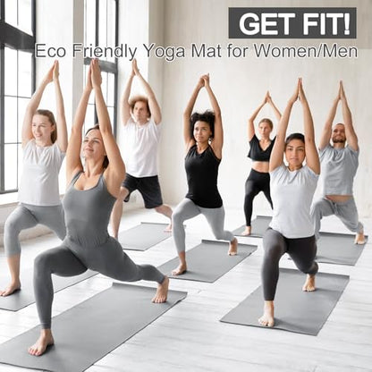 3 mm Thick Yoga Mat Bulk, Non Slip Exercise Workout Fitness Pad for Women Men, Gym Home Yoga Pilates, Easy to Clean, Sturdy PVC - color: Grey