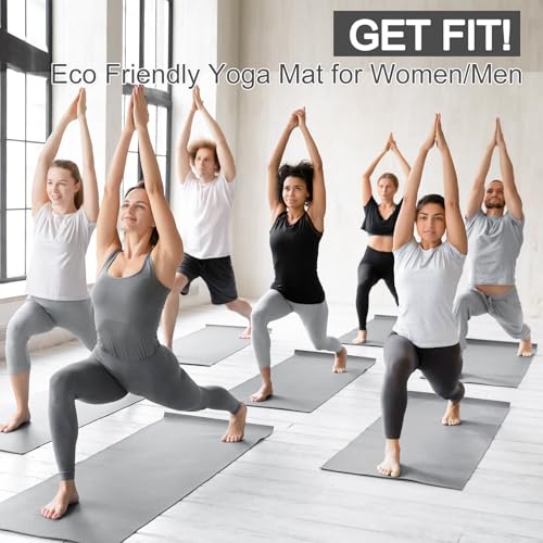 3 mm Thick Yoga Mat Bulk, Non Slip Exercise Workout Fitness Pad for Women Men, Gym Home Yoga Pilates, Easy to Clean, Sturdy PVC - color: Grey