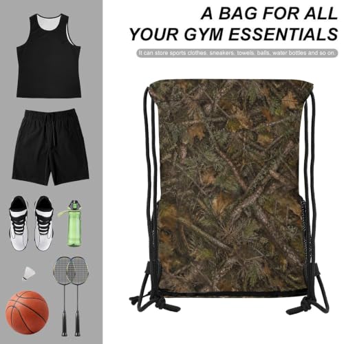 Camo Drawstring Backpack Gym Bag With Shoe Compartment String Bag Sport Beach Swimming Sackpack For Women Men - color: Camo