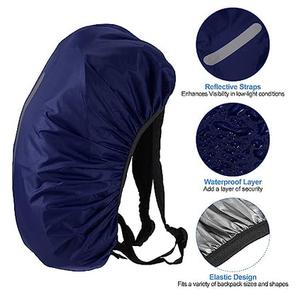 PATIKIL Waterproof Backpack Rain Cover, Non-Slip Backpack Cover with Vertical Reflective Strap Stay Dry for Hiking, Camping, Hunting - color: Dark Blue, size: X-Small