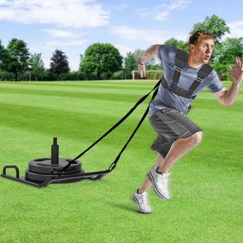 Dolibest Weight Sled, Fitness Sled, Workout Sled for Fitness Strength Training and Speed Improvement, Push-Pull Prowler Training, Suitable for 1-2" Weight Plates, Black - color: Black Pull-Push Sled-2