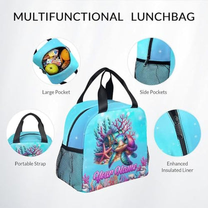 Mercuryelf Custom Girls Backpack Sea Turtle 3PCS Kids Backpack Set with Lunch Bag & Pencil Case, 17 Inch Water Resistant School Bookbag - color: Brown
