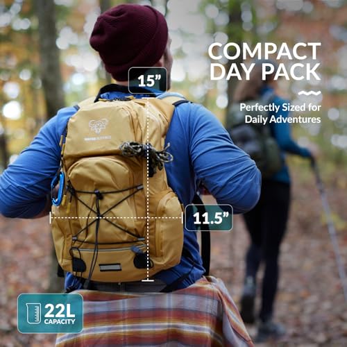 Water Buffalo Hydration Backpack - Sherpa 22L Hiking Backpack with Water Bladder - Water Backpack for Hiking with Waterproof Zippers, Phone & Pole Holders - color: Canopy
