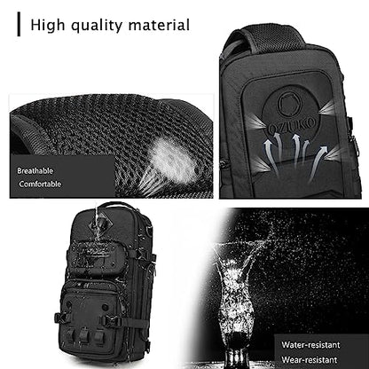 OZUKO Tactical Backpack Chest Sling Bags for Men, Waterproof Crossbody Shoulder Daypack for Outdoor Walking Hiking Trekking (Camo) - color: Camo