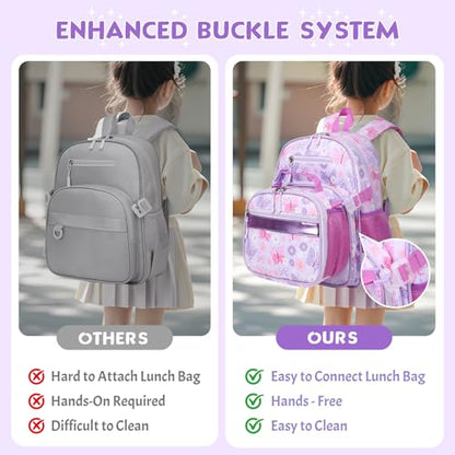 Toddler Backpack for Girls Ages 5-8, 3PCS Girls Backpack with Lunch Bag & Pencil Case - 15inch Kids School Bookbag for Preschool Kindergarten Elementary School (Butterfly) - color: Butterfly