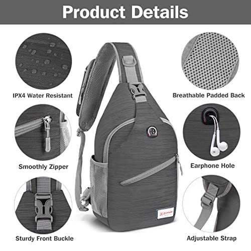ZOMAKE Sling Bag,Small Crossbody Sling Backpack,Water Resistant Shoulder Daypack for Travel,Anti Thief Chest Bag for Hiking(Black(Stripe)) - color: Black(stripe)