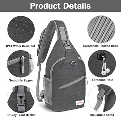 ZOMAKE Sling Bag,Small Crossbody Sling Backpack,Water Resistant Shoulder Daypack for Travel,Anti Thief Chest Bag for Hiking(Black(Stripe)) - color: Black(stripe)