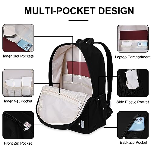 YFGBCX Cute Aesthetic Backpack for Women Solid Color Backpacks Lightweight Classic Backpack for Women Laptop Backpacks - color: Black