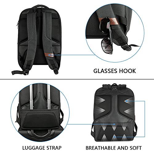 KROSER Laptop Backpack Large Computer Backpack Fits up to 17.3 Inch Laptop with USB Charging Port Water-Repellent Travel Backpack Casual Daypack for Business/College/Women/Men-Charcoal Black - color: A-charcoal Black-17.3"