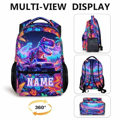 Personalized Kids Boys Backpack Dinosaur Backpacks for School Casual Travel, Truck Custom Bookbag for Kindergarten Preschool - color: Red