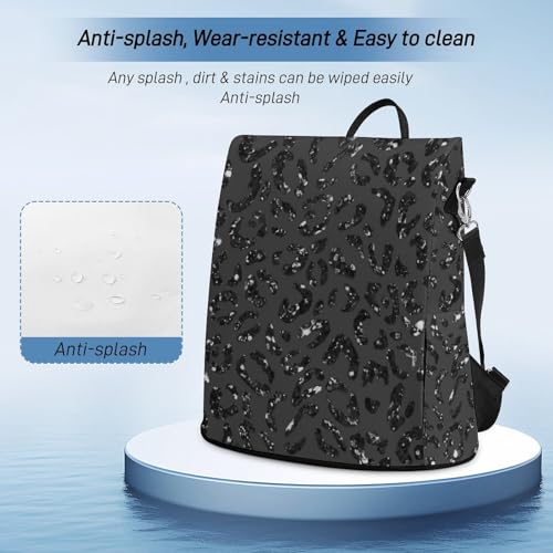 Anti-Theft Daypacks Bling Leopard Print Black Backpack Purse for Women Fashion Bag Travel Pack Basic Casual Bags - color: Bling Leopard Print Black, size: No Custom