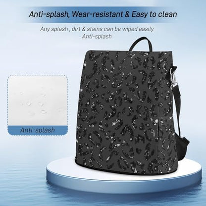 Anti-Theft Daypacks Bling Leopard Print Black Backpack Purse for Women Fashion Bag Travel Pack Basic Casual Bags - color: Bling Leopard Print Black, size: No Custom