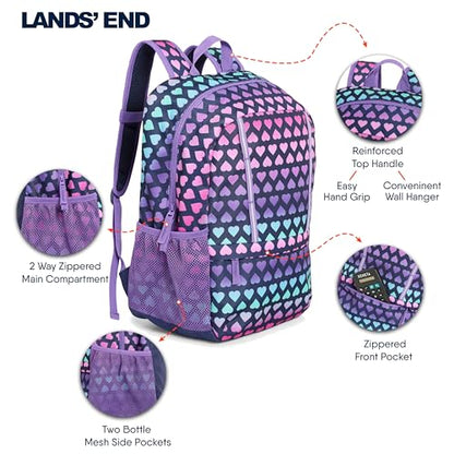 Lands' End Unisex Kids Medium ClassMate Lightweight Durable Elementary School Backpack, Rose Violet - color: Rose Violet