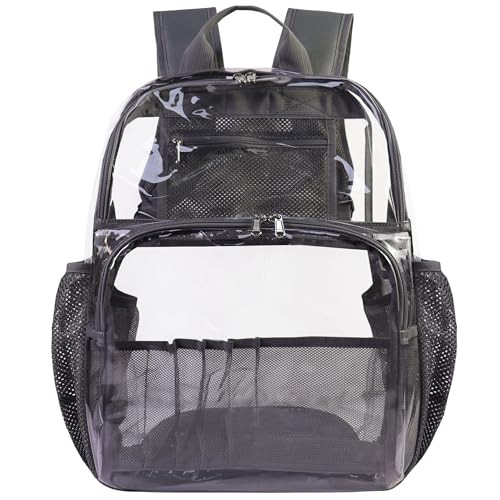 Clear Backpacks for School,18'' Large Clear Backpack Heavy Duty Clear Backpack See Through Backpack Clear Bookbag for Student,School,Work,Travel,Gray - color: Gray