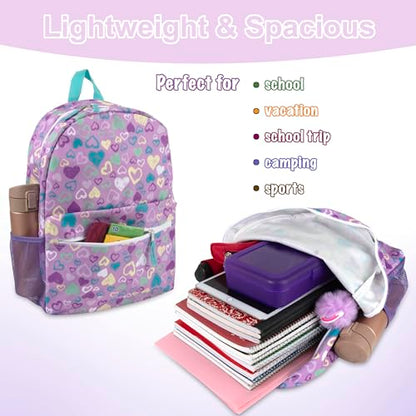 Trail maker 17 inch Backpack for Travel & Commute, Zippered Front & Mesh Side Pockets, Padded Straps - color: Festive Hearts