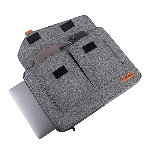 DOMISO 15-15.6 Inch Laptop Sleeve Bag Water Resistant Briefcase Messenger Shoulder Bag for ThinkPad L580/16 MacBook Pro/IdeaPad 320/Dell XPS 15/HP Envy x360/ASUS ROG Zephyrus/Acer Chromebook,Grey - color: Grey, size: 15 - 15.6 Inch