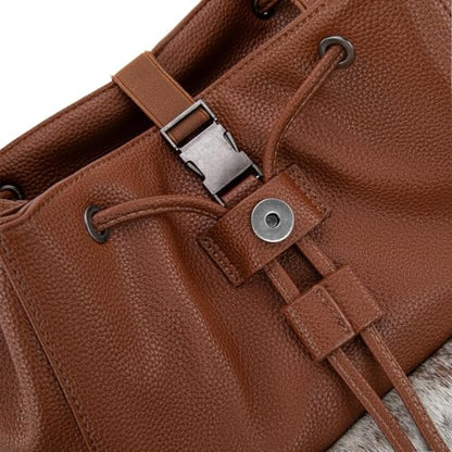 Montana West Wrangler Backpack Purse for Women Hair-on Cowhide Backpacks Western Travel Bags - color: Cowhide Brown