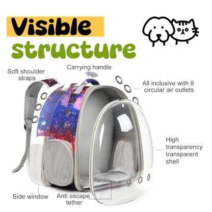 Back Extension Cat Travel Carrier Backpack (Galaxy Blue, Clear Window) - color: Galaxy Blue