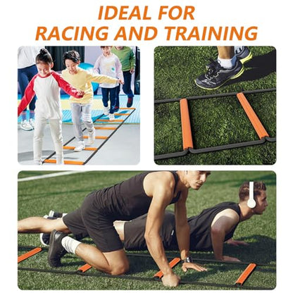 Footwork Ladder, Exercise Ladders for Agility Training, Detachable Training Equipment Set, with Carry Bag for Kids, Athletes, Soccer, Basketball(6 Grids) - size: 6 Grids
